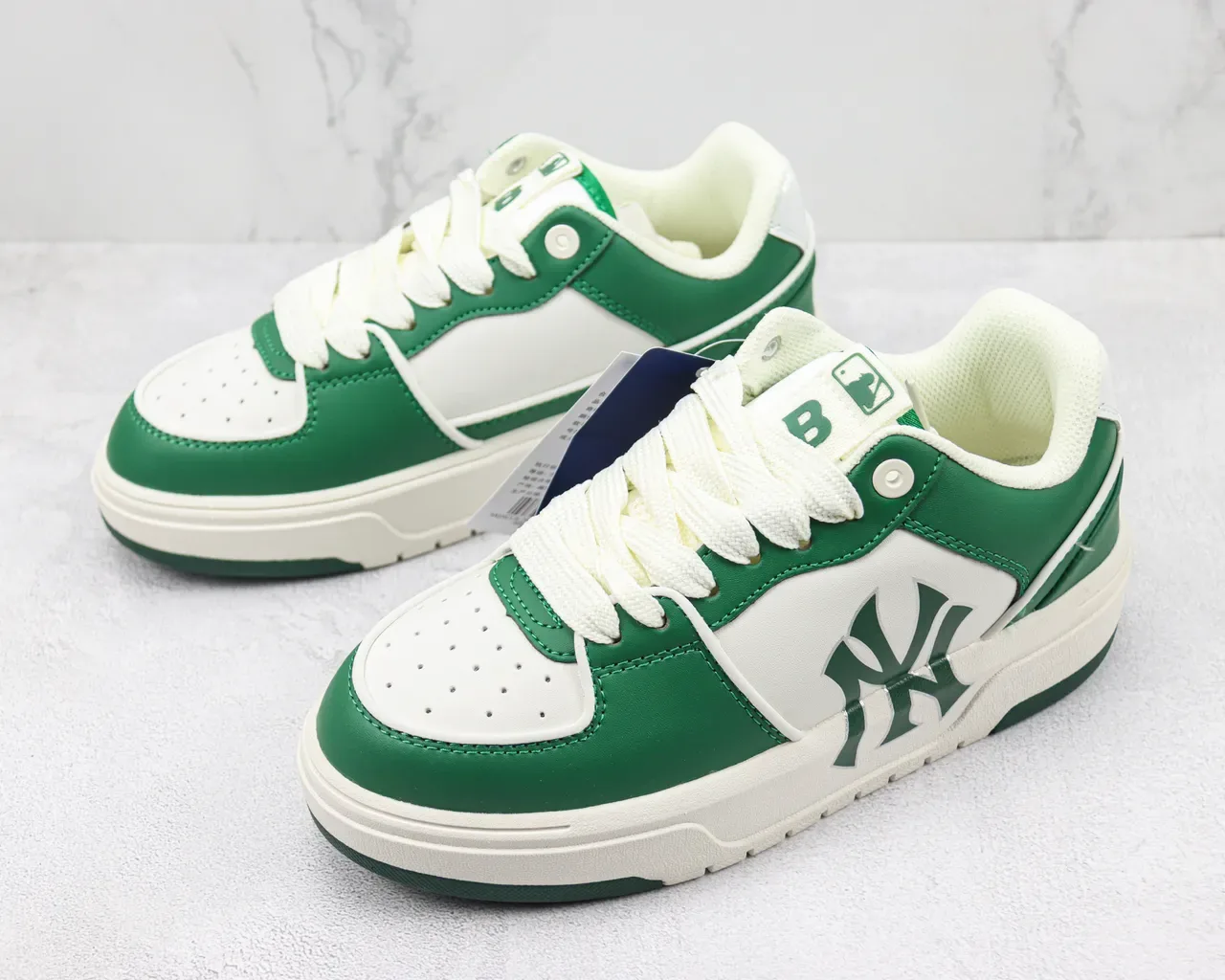 New Era Green White Platform Sole Leather-Paneled Upper Lifestyle Sneakers 4