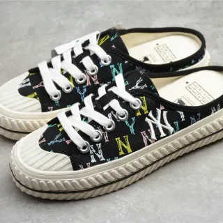 New Era NY Logo Print Lace-Up Mule Canvas Shoes