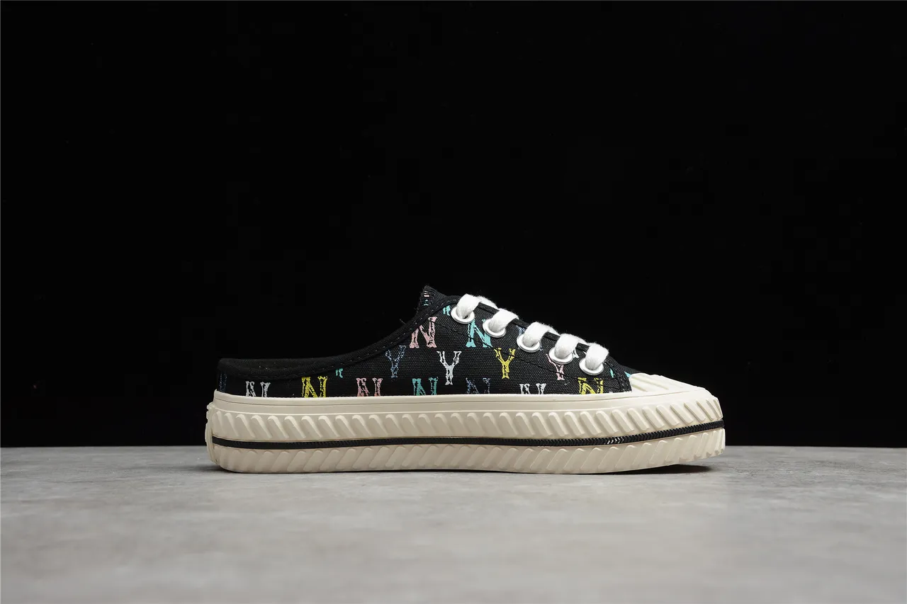 New Era NY Logo Print Lace-Up Mule Canvas Shoes 5