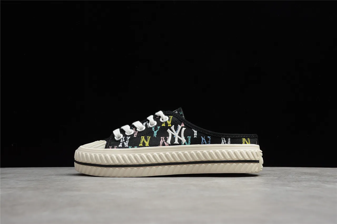 New Era NY Logo Print Lace-Up Mule Canvas Shoes 7
