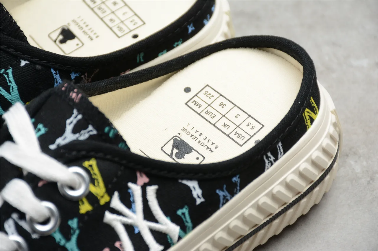 New Era NY Logo Print Lace-Up Mule Canvas Shoes 11