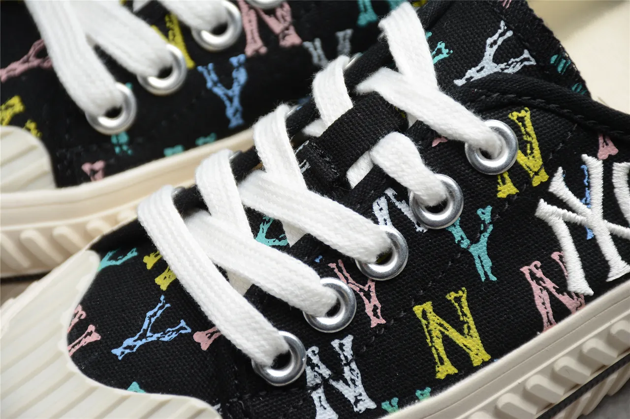 New Era NY Logo Print Lace-Up Mule Canvas Shoes 12