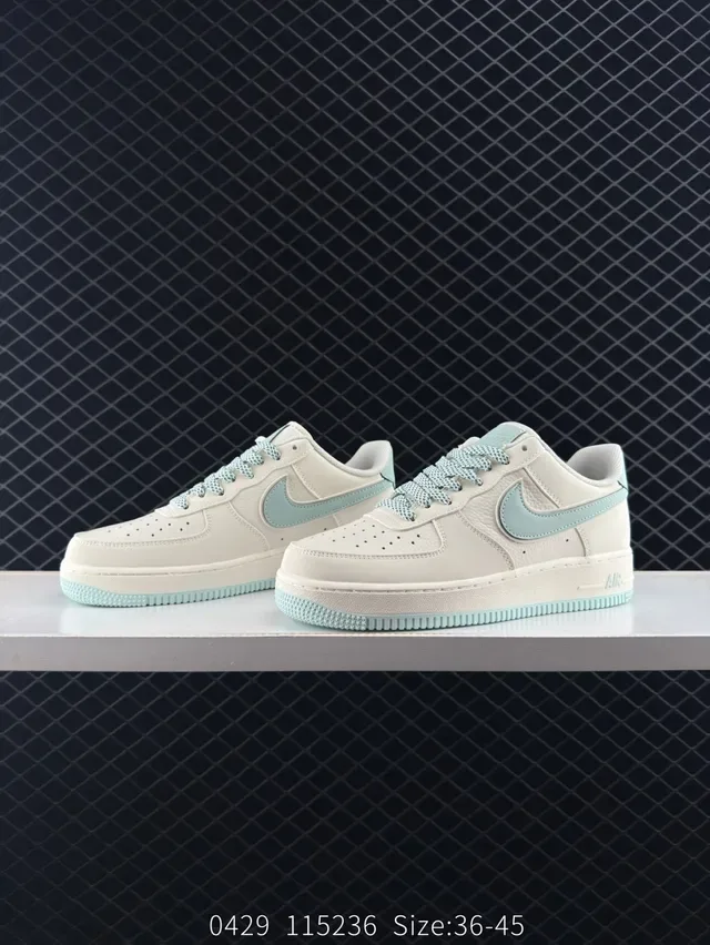 Nike Air Force 1 '07 LV8 Beige and Mint Blue Low-Top Lifestyle Sneakers 3