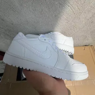 Nike Air Force 1 All-White Croc-Embossed Leather Lifestyle Sneakers