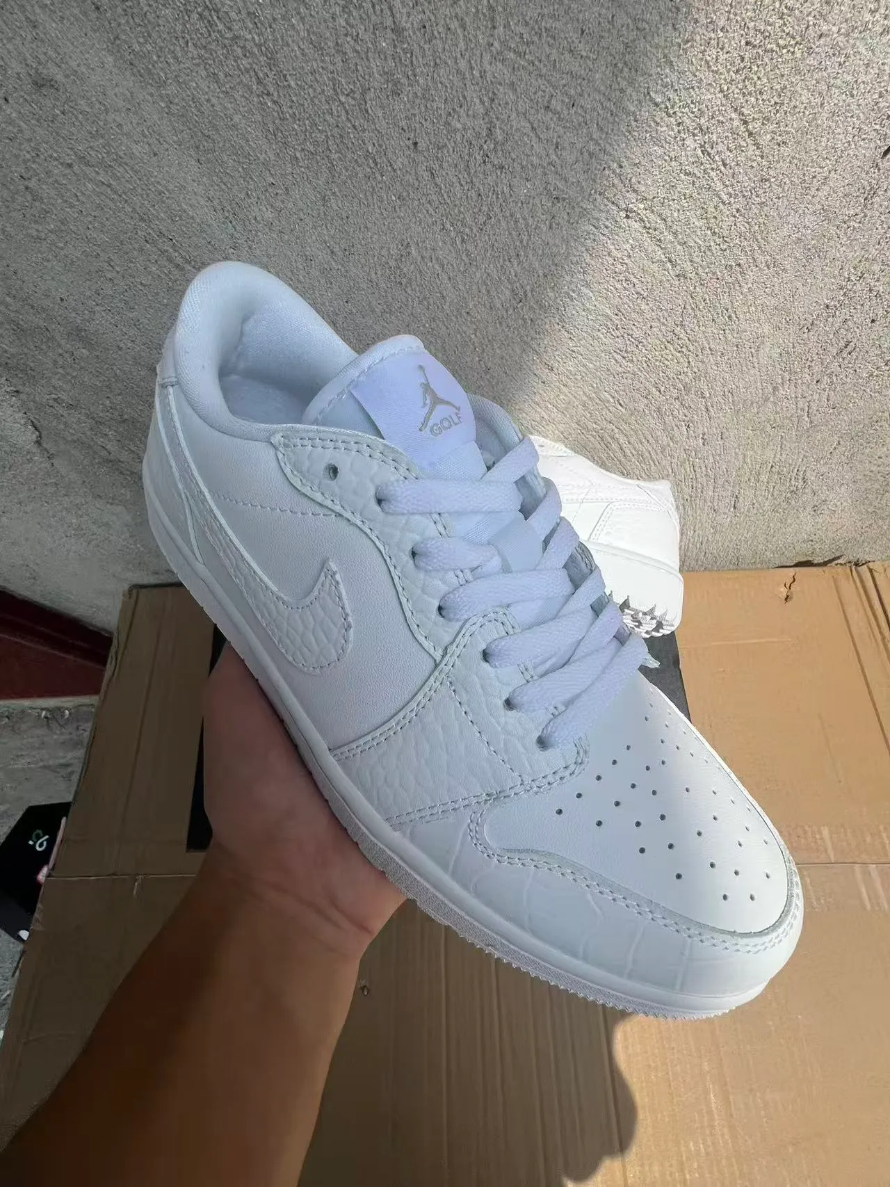 Nike Air Force 1 All-White Croc-Embossed Leather Lifestyle Sneakers 2