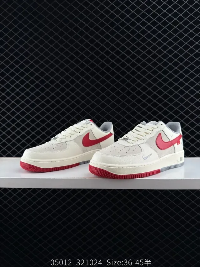 Nike Air Force 1 Beige Red The North Face Collaboration Lifestyle Sneakers 3