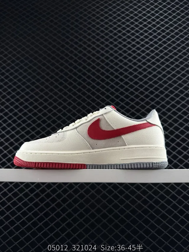 Nike Air Force 1 Beige Red The North Face Collaboration Lifestyle Sneakers 6