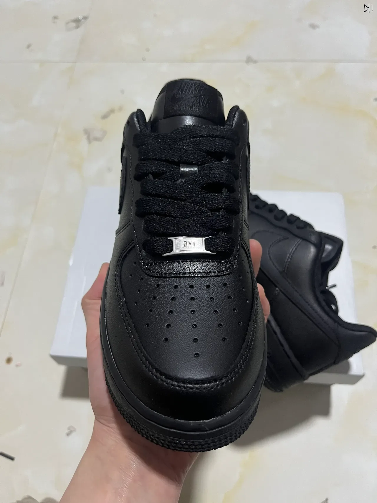 Nike Air Force 1 Black Leather Lifestyle Sneakers 3