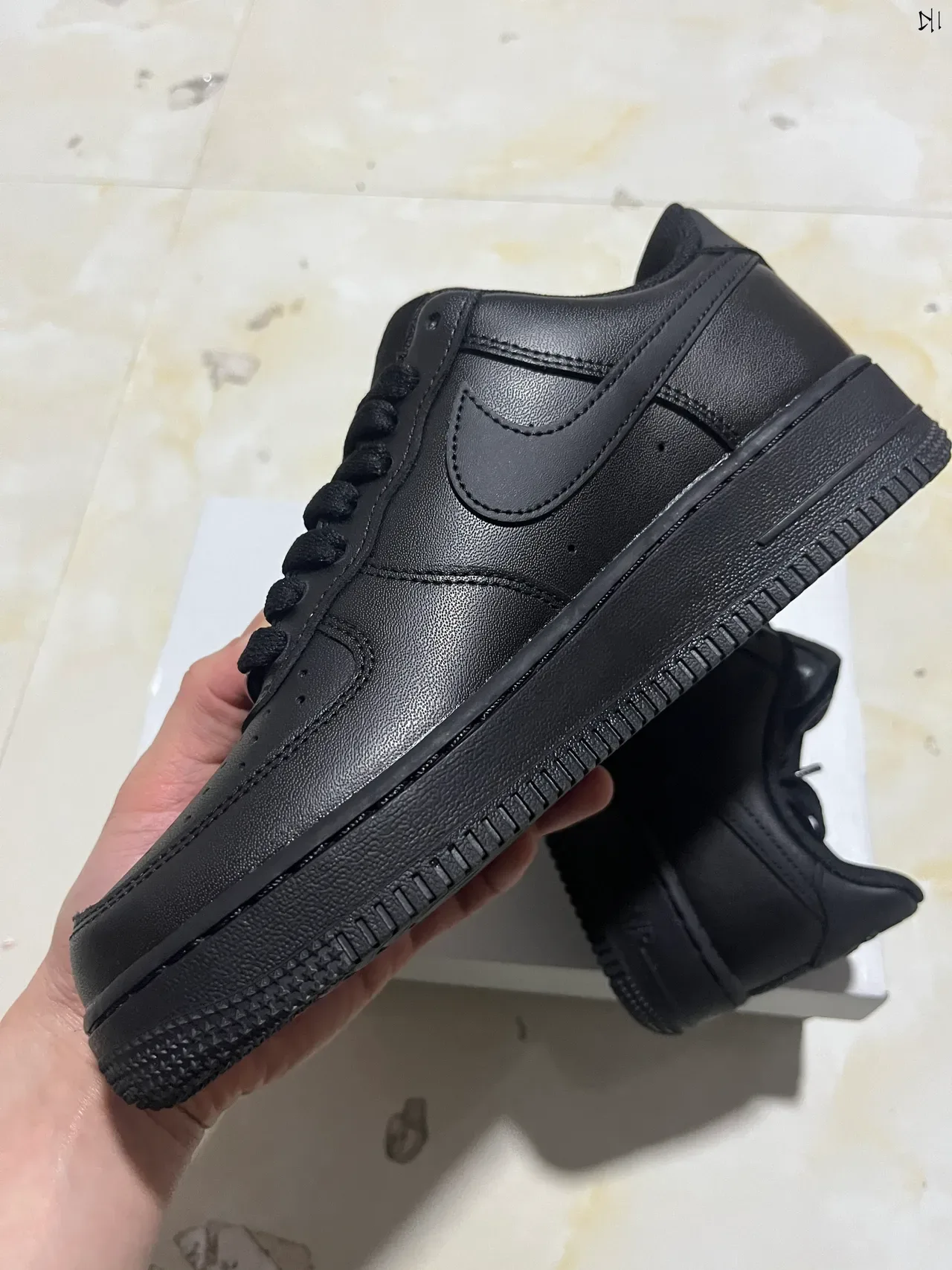 Nike Air Force 1 Black Leather Lifestyle Sneakers 5