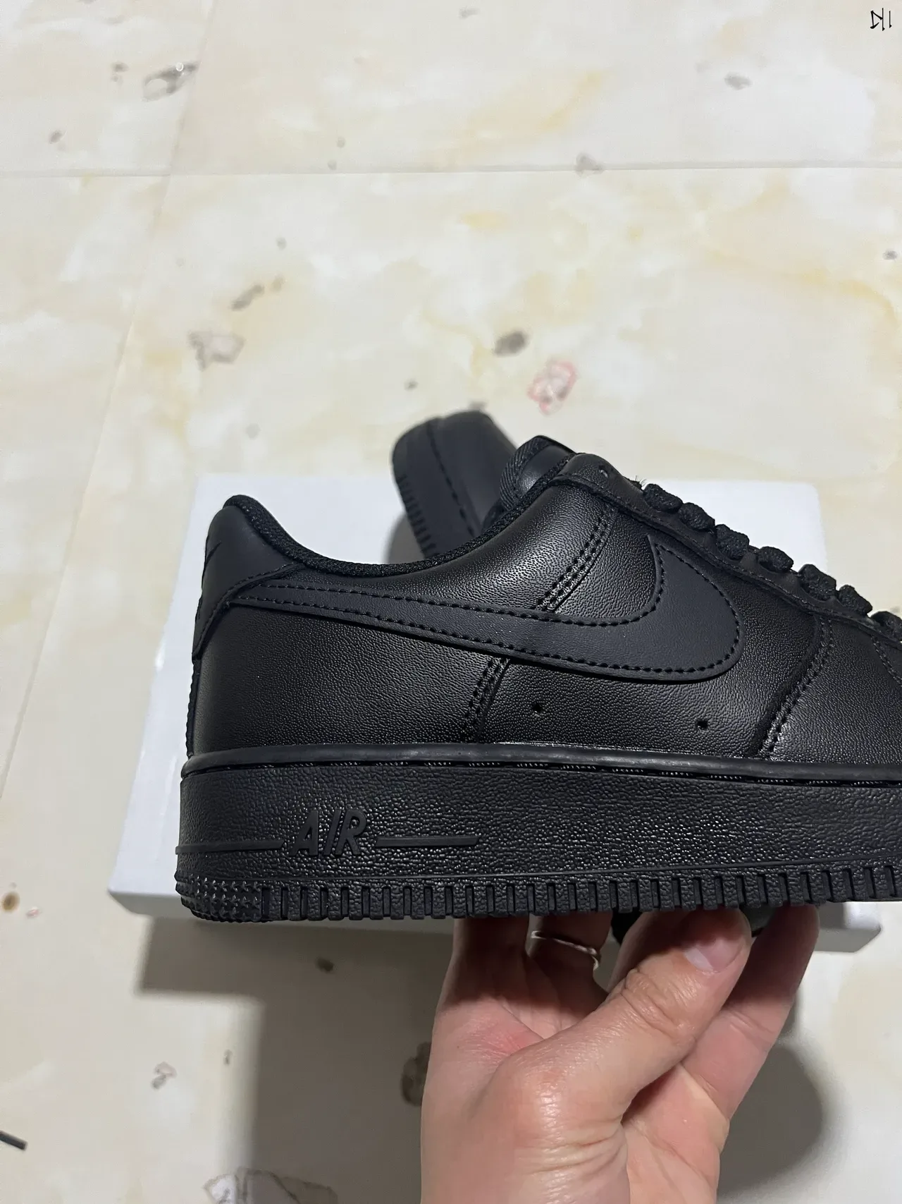 Nike Air Force 1 Black Leather Lifestyle Sneakers 7