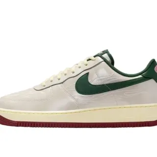 Nike Air Force 1 Flame Embroidered Cream and Forest Green Lifestyle Sneakers