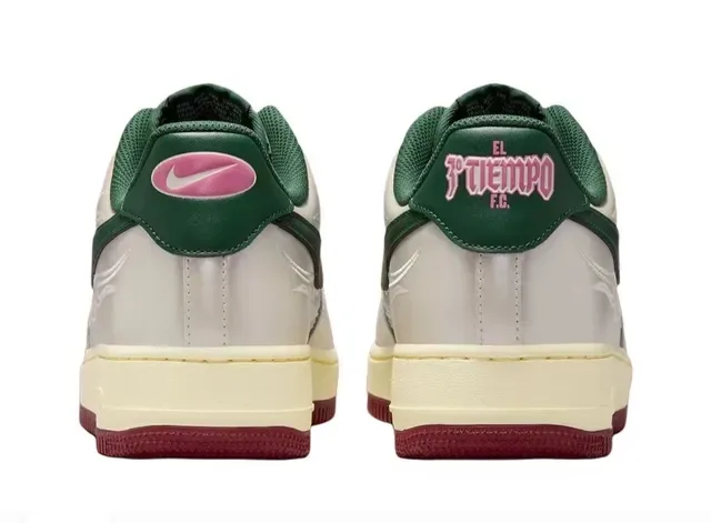 Nike Air Force 1 Flame Embroidered Cream and Forest Green Lifestyle Sneakers 3