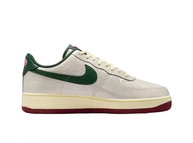 Nike Air Force 1 Flame Embroidered Cream and Forest Green Lifestyle Sneakers 6