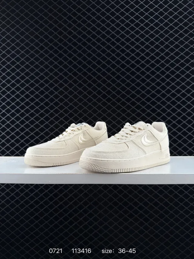 Nike Air Force 1 Low Off-White Textured Canvas Lifestyle Sneakers 2