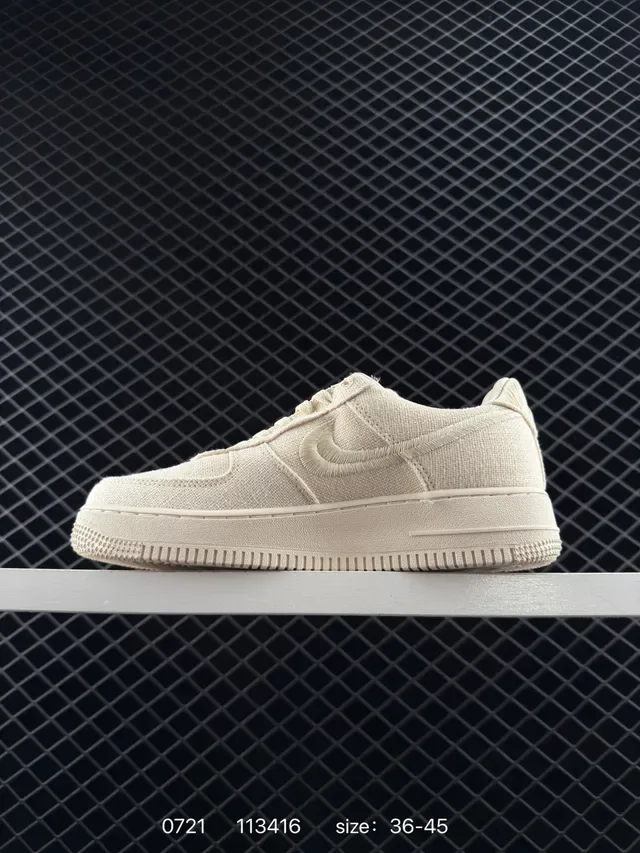 Nike Air Force 1 Low Off-White Textured Canvas Lifestyle Sneakers 5