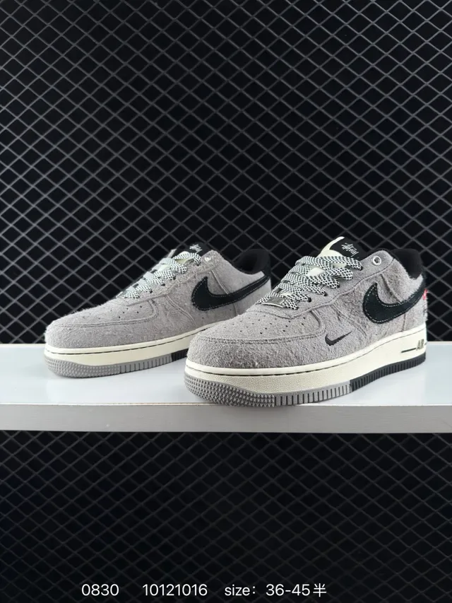 Nike Air Force 1 Low Textured Gray Black Lifestyle Sneakers 2