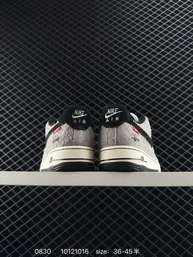 Nike Air Force 1 Low Textured Gray Black Lifestyle Sneakers 3