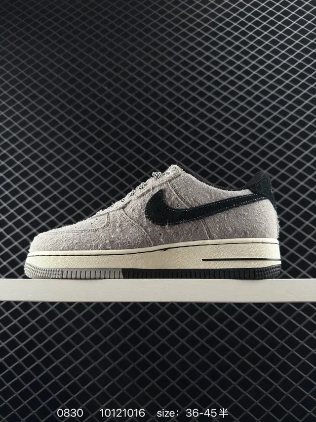 Nike Air Force 1 Low Textured Gray Black Lifestyle Sneakers 5