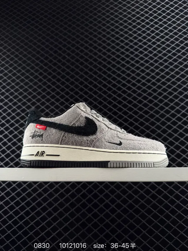 Nike Air Force 1 Low Textured Gray Black Lifestyle Sneakers 6