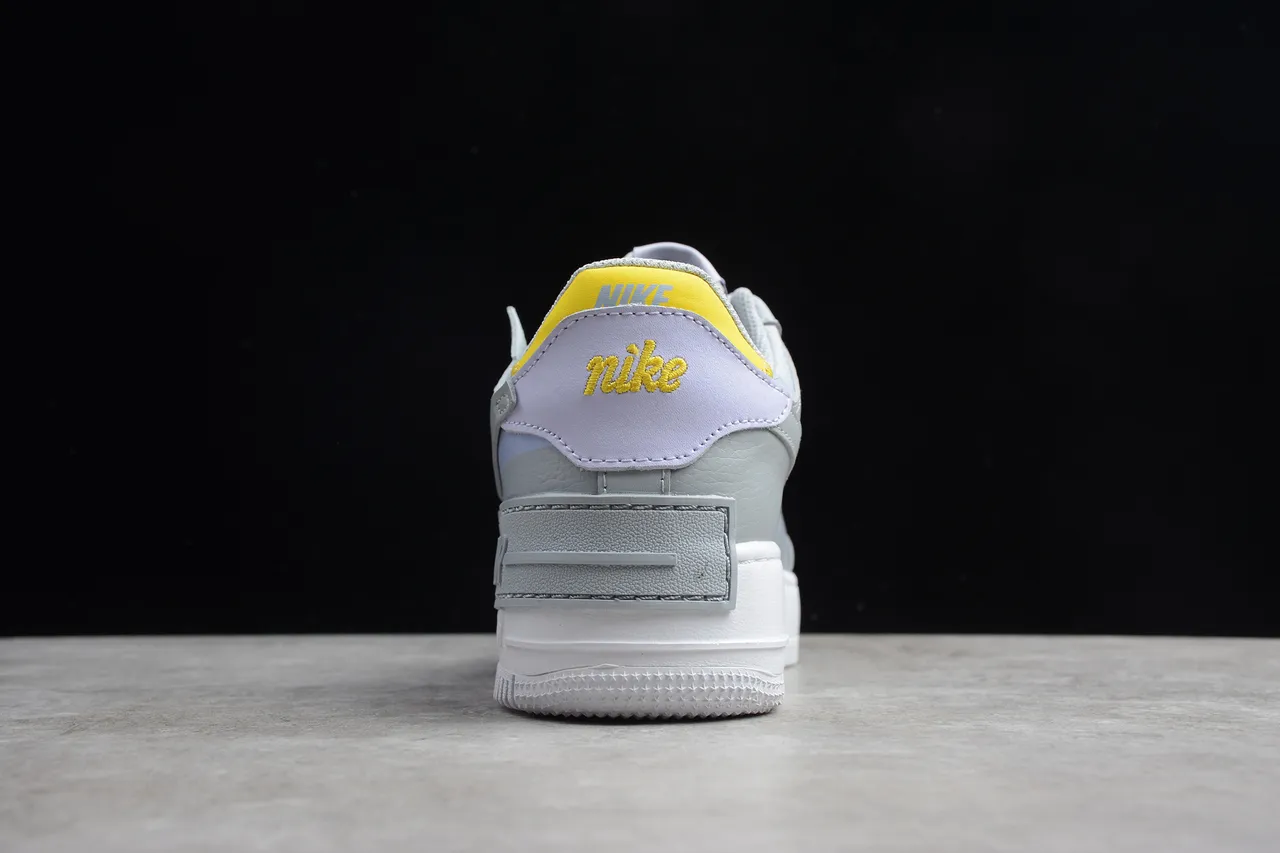 Nike Air Force 1 Shadow Light Gray and Yellow Lifestyle Sneakers 2