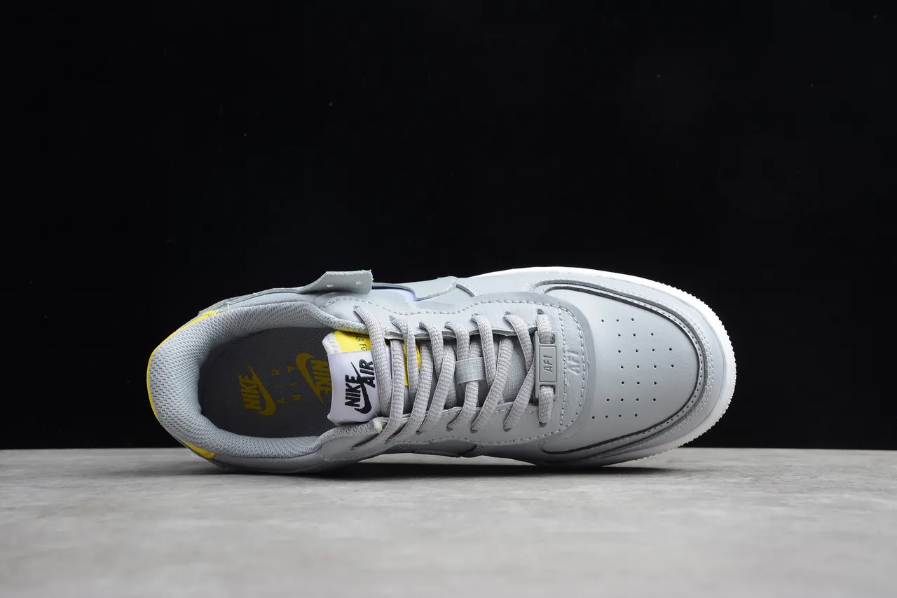 Nike Air Force 1 Shadow Light Gray and Yellow Lifestyle Sneakers 4