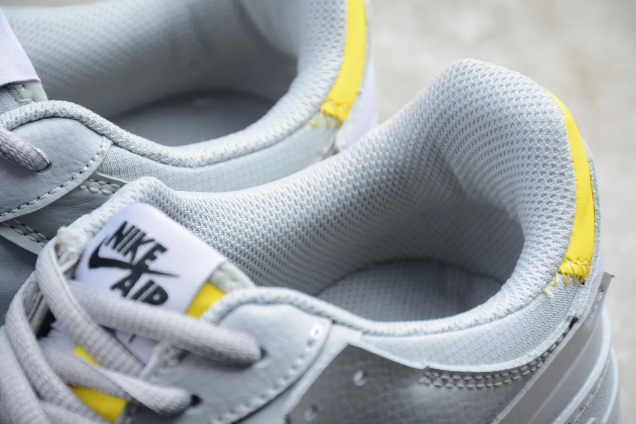 Nike Air Force 1 Shadow Light Gray and Yellow Lifestyle Sneakers 12