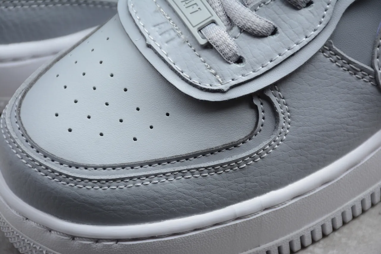 Nike Air Force 1 Shadow Light Gray and Yellow Lifestyle Sneakers 14