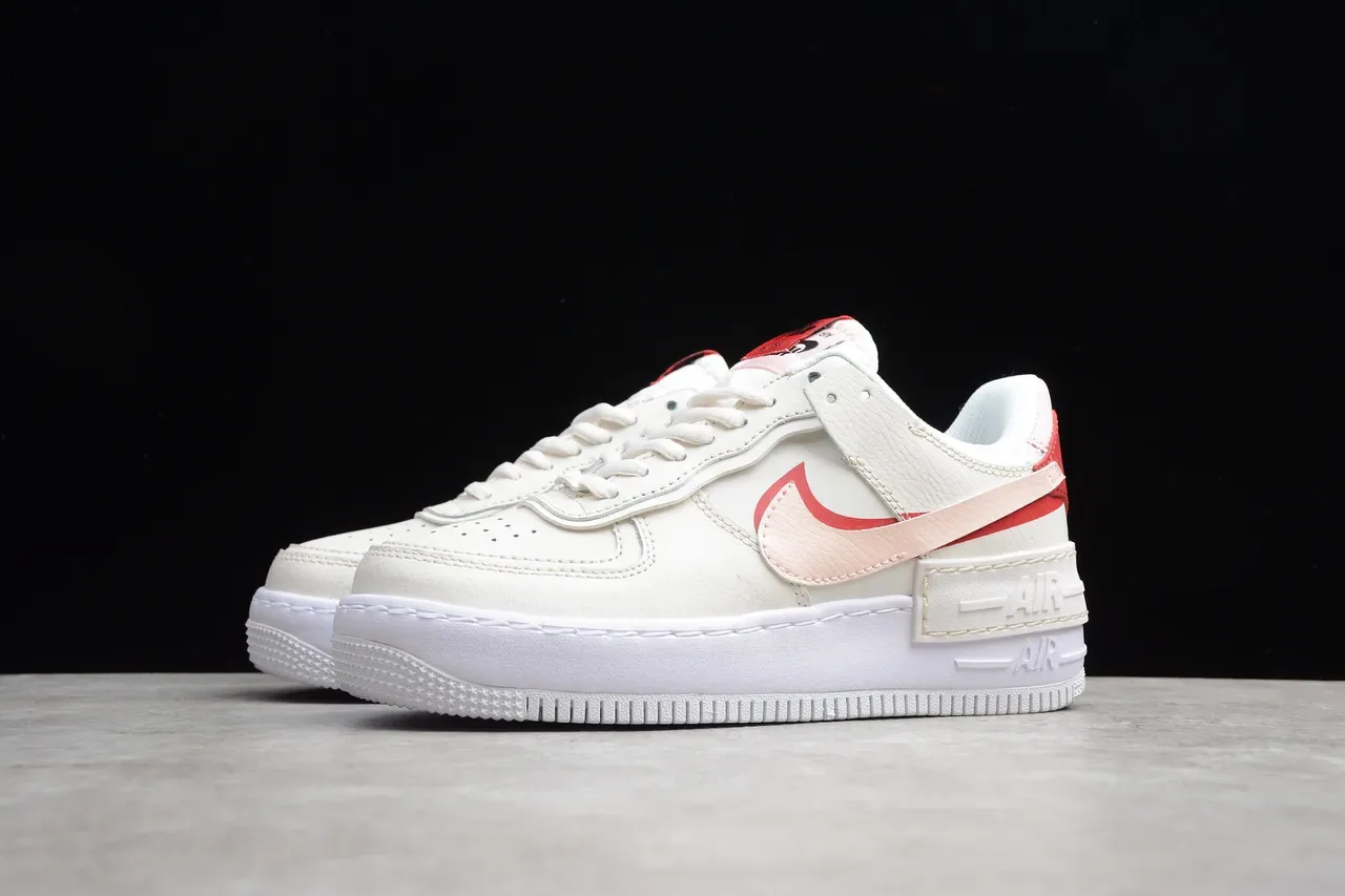 Nike Air Force 1 Shadow أبيض أحمر وردي حذاء رياضي أسلوب حياة 6