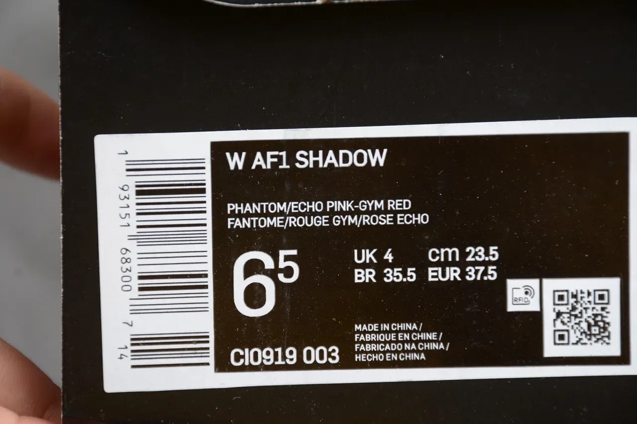 Nike Air Force 1 Shadow أبيض أحمر وردي حذاء رياضي أسلوب حياة 7