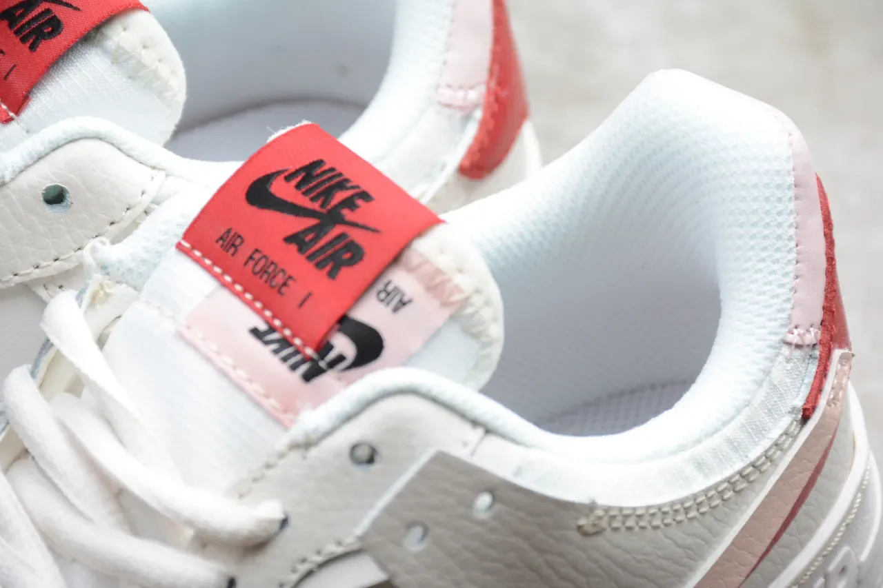 Nike Air Force 1 Shadow أبيض أحمر وردي حذاء رياضي أسلوب حياة 12