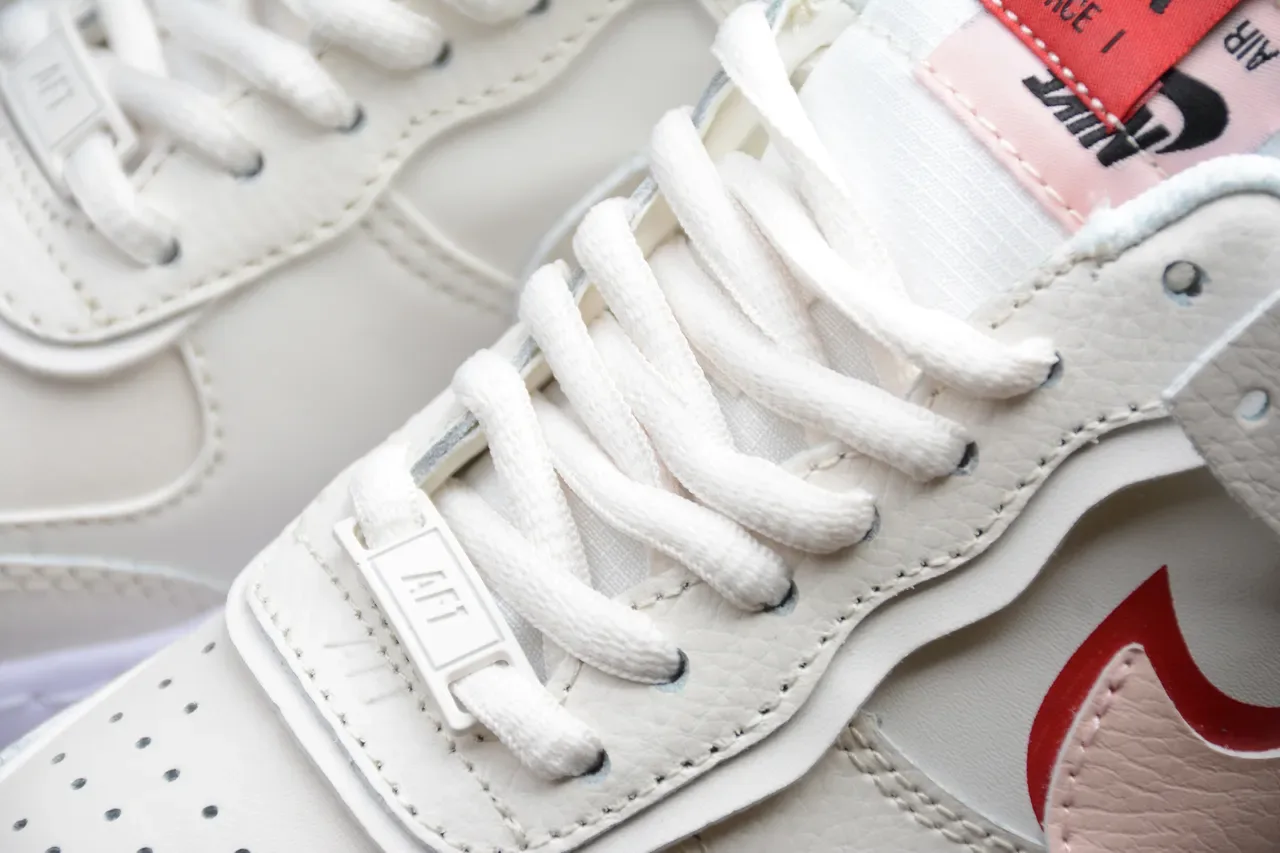 Nike Air Force 1 Shadow أبيض أحمر وردي حذاء رياضي أسلوب حياة 13