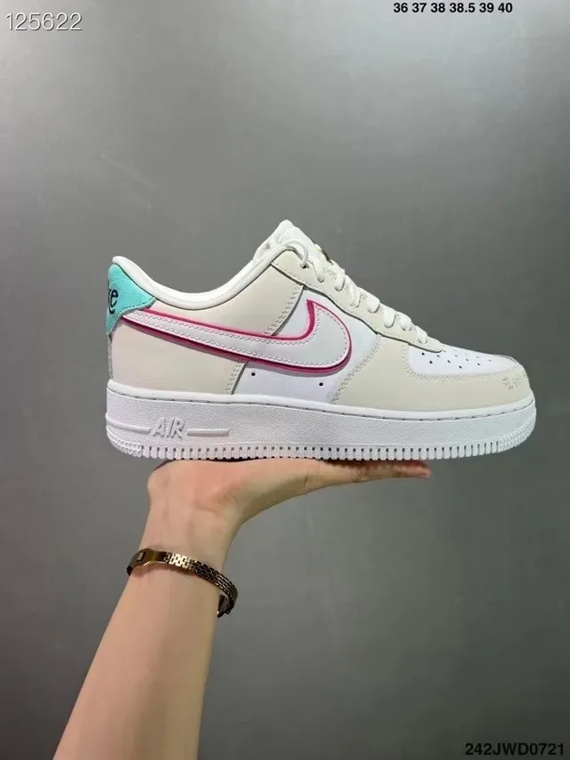 Nike Air Force 1 White Beige Pink Mint Lifestyle Sneakers 3