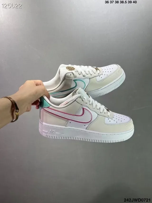 Nike Air Force 1 White Beige Pink Mint Lifestyle Sneakers 8