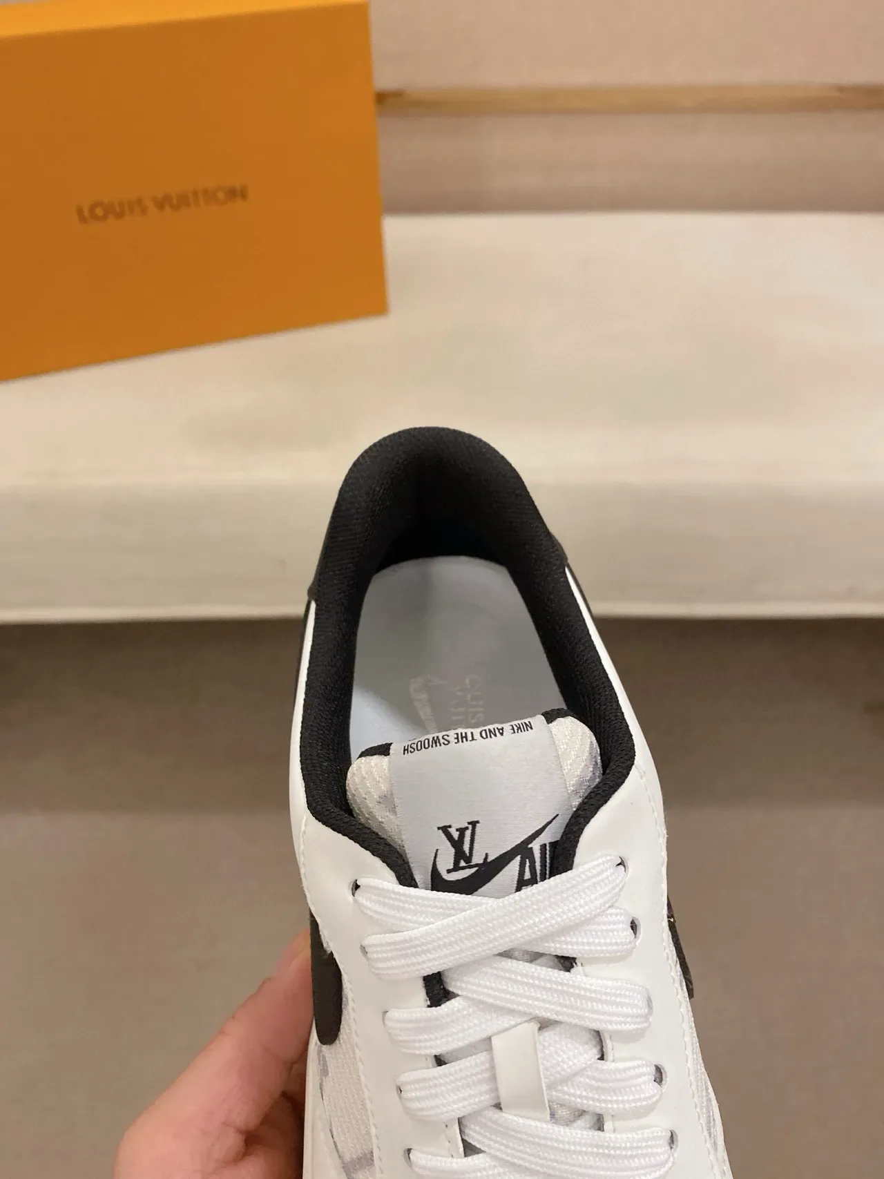 Nike Air Force 1 White Black Monogram Mesh Lifestyle Sneakers 5