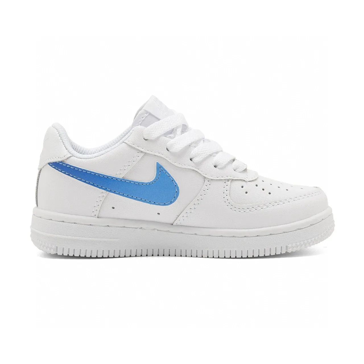 Nike Air Force 1 White Blue Low-Top Perforated Toe Lifestyle Sneakers 8