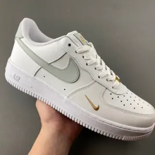 Nike Air Force 1 White Gold Low-Top Leather Upper Lifestyle Sneakers