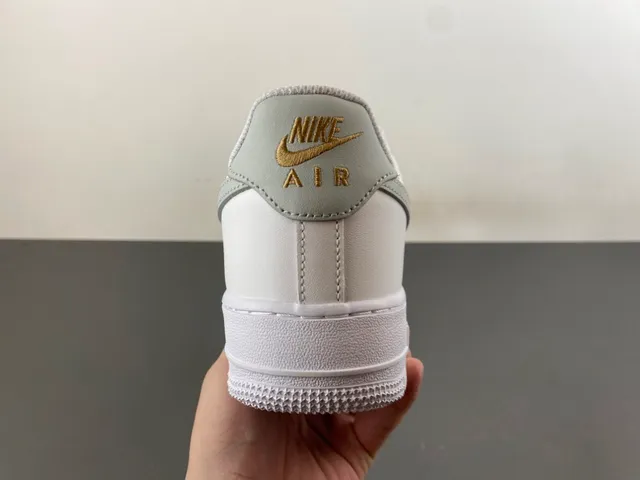 Nike Air Force 1 White Gold Low-Top Leather Upper Lifestyle Sneakers 4