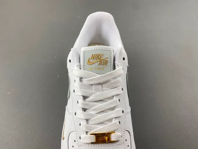 Nike Air Force 1 White Gold Low-Top Leather Upper Lifestyle Sneakers 6
