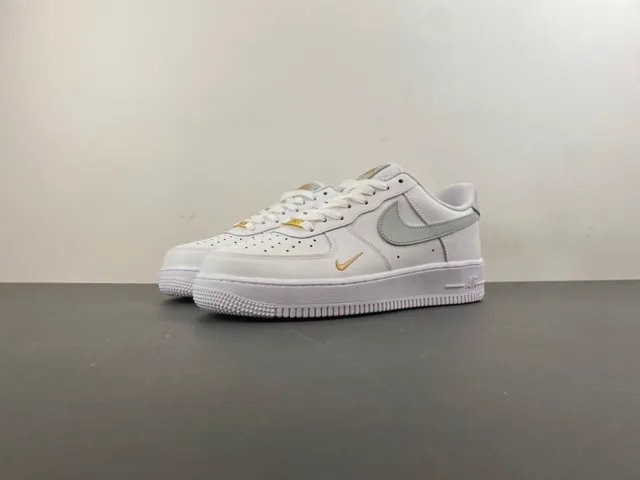 Nike Air Force 1 White Gold Low-Top Leather Upper Lifestyle Sneakers 9