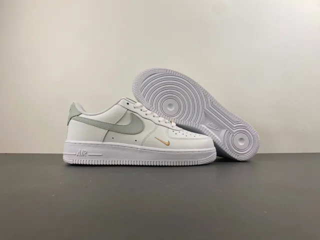 Nike Air Force 1 White Gold Low-Top Leather Upper Lifestyle Sneakers 10