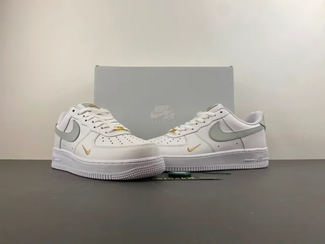 Nike Air Force 1 White Gold Low-Top Leather Upper Lifestyle Sneakers 12