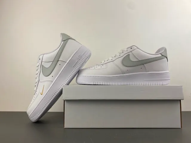Nike Air Force 1 White Gold Low-Top Leather Upper Lifestyle Sneakers 13