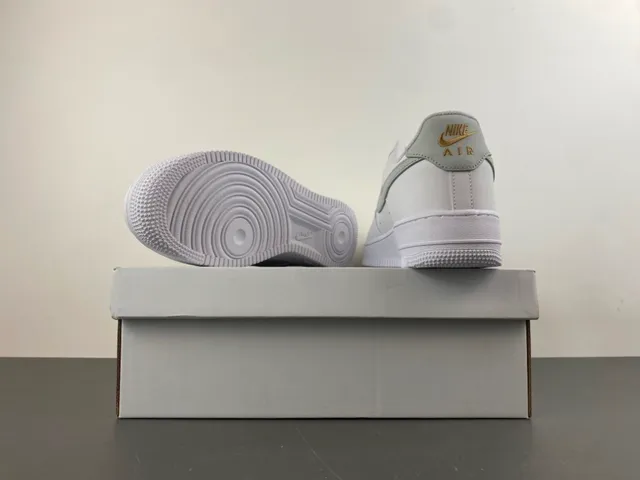 Nike Air Force 1 White Gold Low-Top Leather Upper Lifestyle Sneakers 15