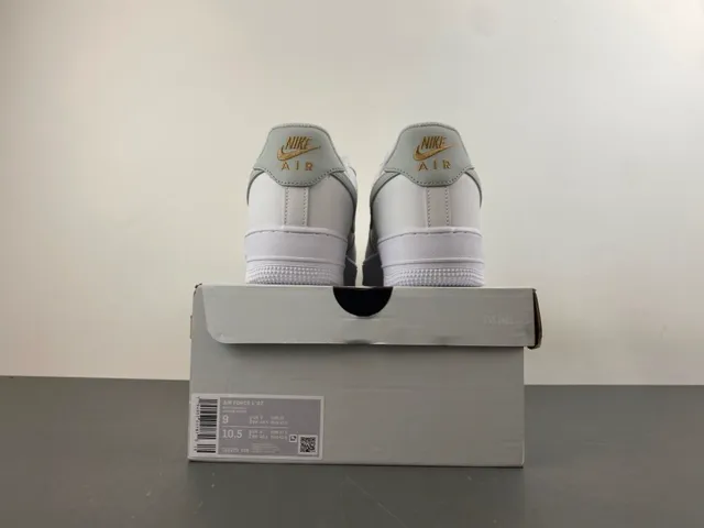Nike Air Force 1 White Gold Low-Top Leather Upper Lifestyle Sneakers 16