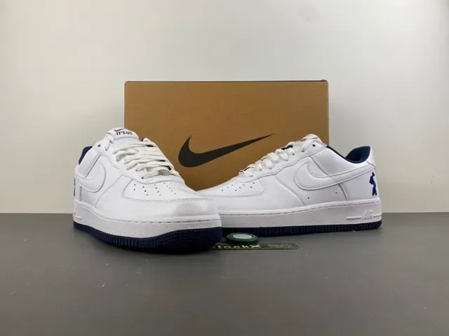 Nike Air Force 1 White Navy Lifestyle Sneakers 12