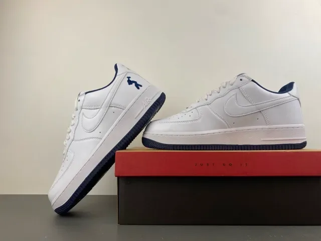 Nike Air Force 1 White Navy Lifestyle Sneakers 13
