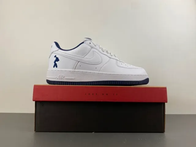 Nike Air Force 1 White Navy Lifestyle Sneakers 14