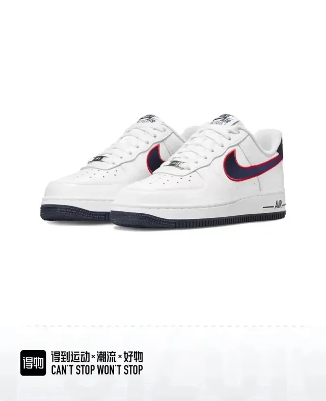 Nike Air Force 1 White Navy Red Lifestyle Sneakers 6