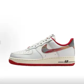 Nike Air Force 1 White Red Iridescent Swoosh Lifestyle Sneakers