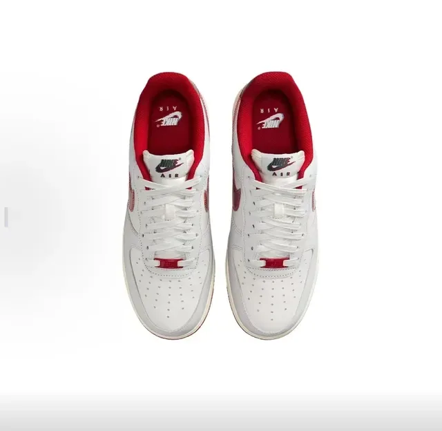 Nike Air Force 1 White Red Iridescent Swoosh Lifestyle Sneakers 6